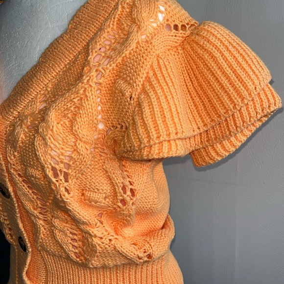 Vigoss Orange Cardigan Sweater Classic Knit Large NWT - Picture 6 of 10